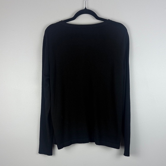 Sioni Chic Sophisticated Black Large Cardigan Fake Leather Panel & Stylish Studs - Picture 11 of 12